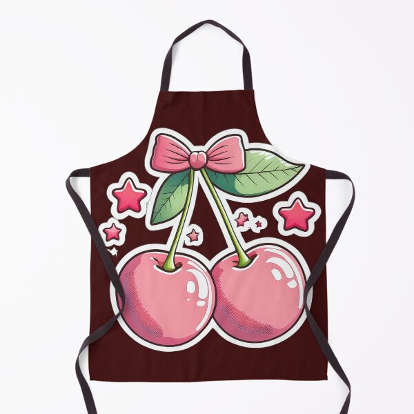 Item preview, Cute pink cherries with bow, leaf, and stars designed and sold by ChernivtsiSkoda.