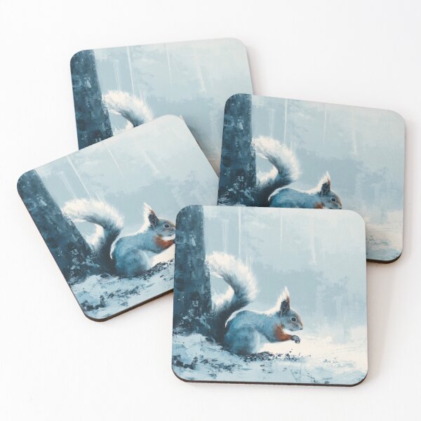 Item preview, Red Squirrel in Snow – Nordic Forest Wildlife Art designed and sold by NordicDreams.