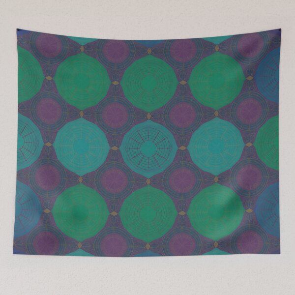 Item preview, Mesmerizing Geometric Web Mandala Seamless Pattern Teal Purple Gold designed and sold by Midnight Veil Designs.