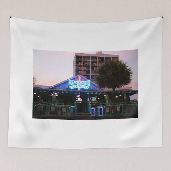 Item preview, Neon-Lit Beach Bar at Dusk designed and sold by Cynthia48.