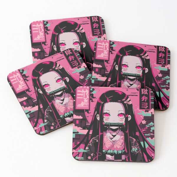 Item preview, Nezuko Neon Vaporwave Pink  designed and sold by AnimeArsenalPrints.