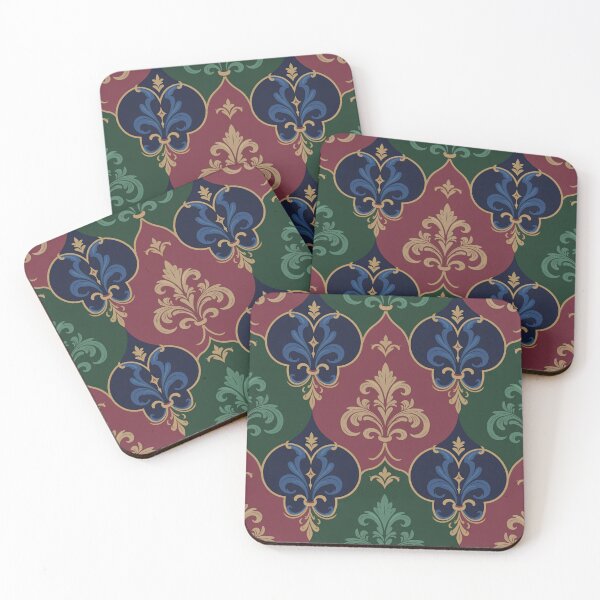 Item preview, Luxury Baroque Fleur-de-Lis Damask Seamless Pattern Jewel Tones Gold designed and sold by Midnight Veil Designs.