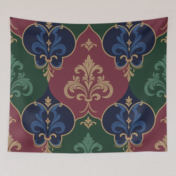 Item preview, Luxury Baroque Fleur-de-Lis Damask Seamless Pattern Jewel Tones Gold designed and sold by Midnight Veil Designs.