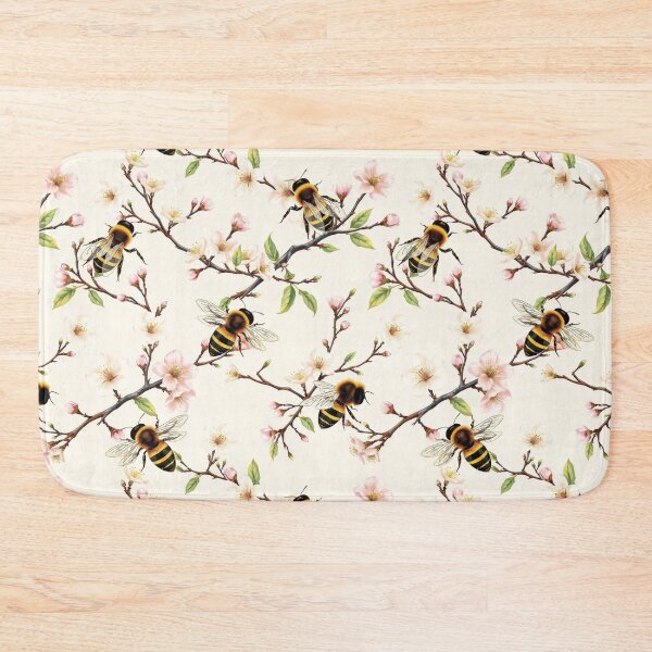 Item preview, Bees and Blossoming Branches Cottagecore Pattern | Honey-Inspired Art designed and sold by UnhingedBird.