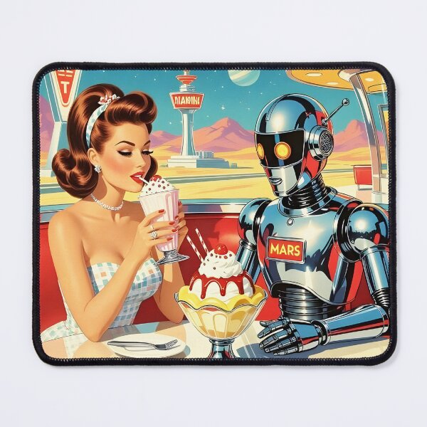 Item preview, Cosmic Banana Split — Retro Futuristic Diner on Mars Art Print | 1950s Sci-Fi Pop Art Poster, Vintage Space Diner Wall Decor designed and sold by MooLaLa.Store.