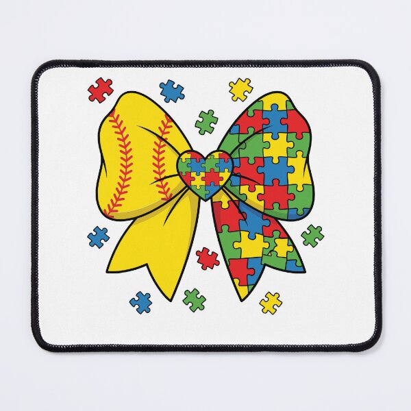 Item preview, Softball Autism Awareness Puzzle Bow designed and sold by KroghDs.