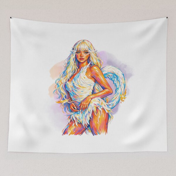 Item preview, Feathered Goddess - Colorful Angel Watercolor Illustration designed and sold by DunnDunnDunnDunn.