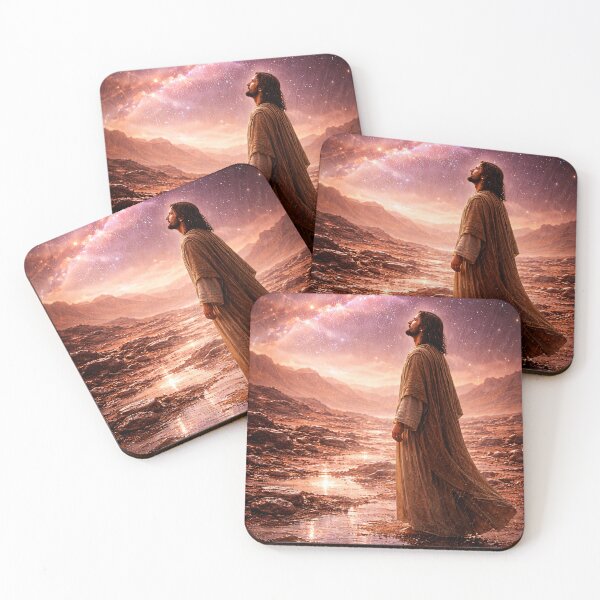 Item preview, Cosmic Jesus Beneath Divine Galaxy and Sacred Universe designed and sold by ImaginingNebulae.