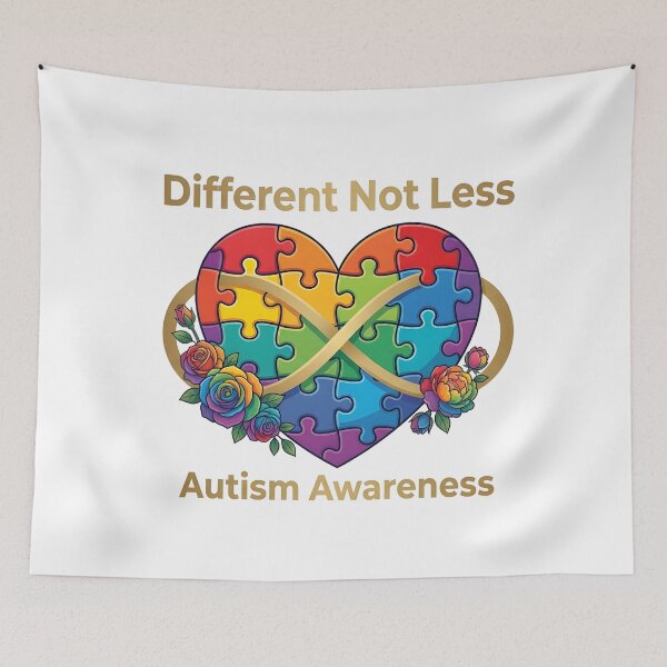 Item preview, Different Not Less – Rainbow Puzzle Heart Autism Awareness Graphic designed and sold by CoastalEmp.