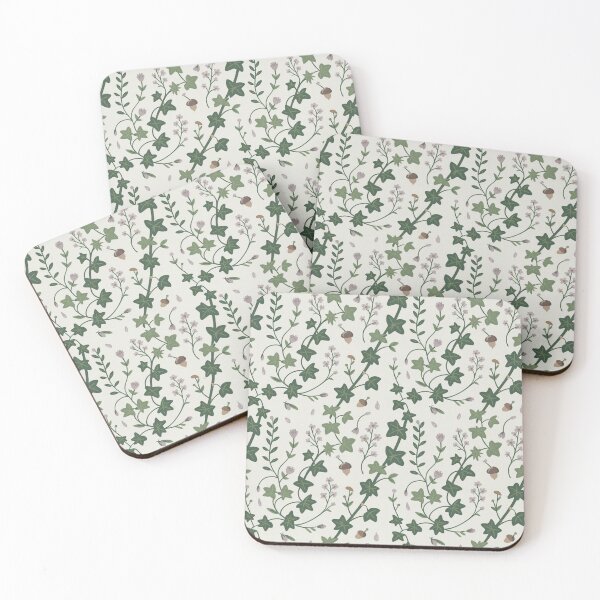 Item preview, Whimsical Ivy Acorn Wildflower Vines Seamless Pattern Soft Green designed and sold by Midnight Veil Designs.