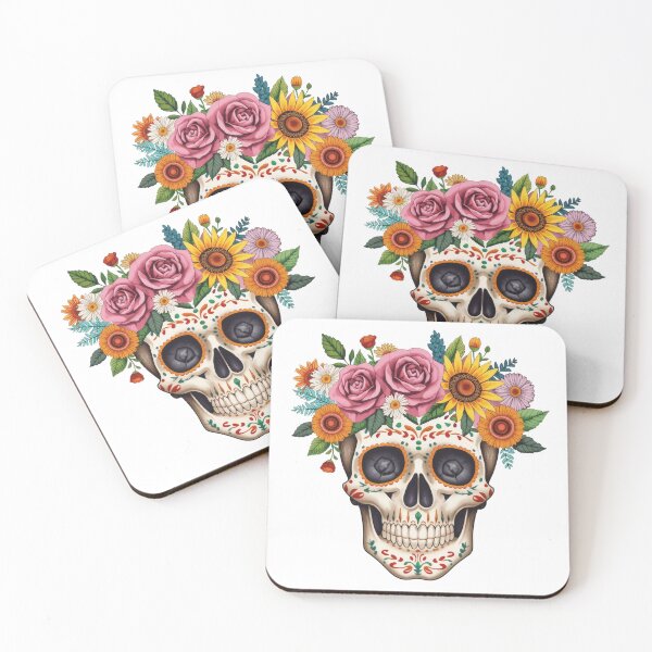 Item preview, Vibrant Wildflower Skull - Calavera Art designed and sold by cesinhasilva.