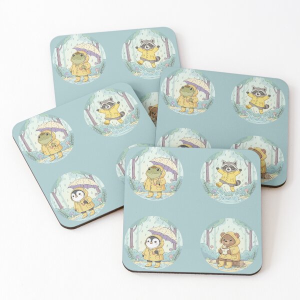 Item preview, Cute Rainy Day Animals Collection – Frog, Raccoon, Penguin, Bear in Yellow Raincoat Aesthetic designed and sold by LavinyArt.