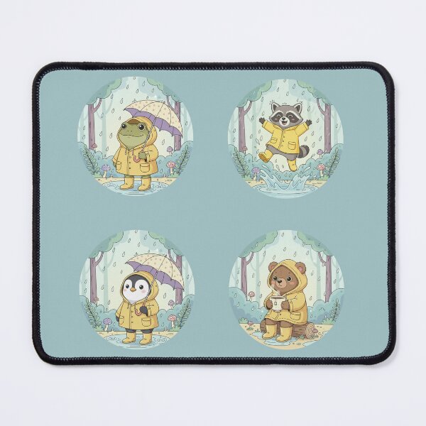 Item preview, Cute Rainy Day Animals Collection – Frog, Raccoon, Penguin, Bear in Yellow Raincoat Aesthetic designed and sold by LavinyArt.
