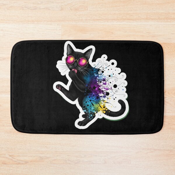 Item preview, Psychedelic Black Cat Full Body Watercolor Sticker Art designed and sold by Cosmic Catnip Art.