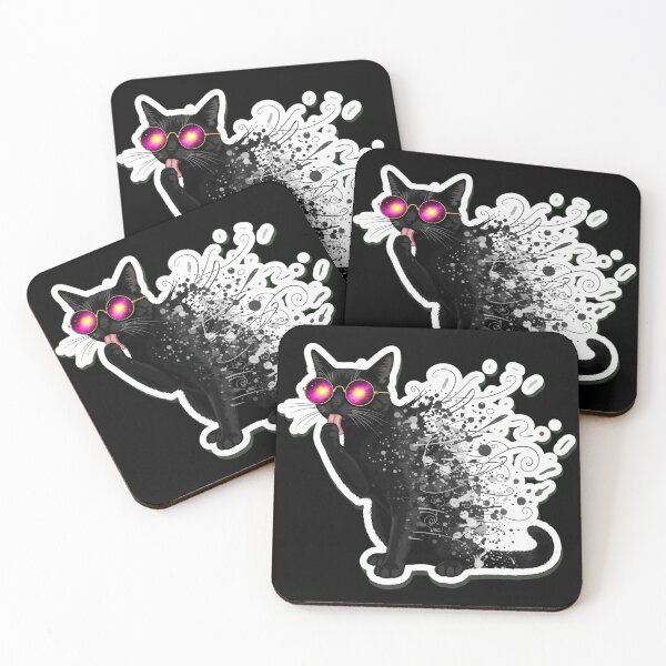 Item preview, Psychedelic Black Cat Full Body Watercolor Sticker Art designed and sold by Cosmic Catnip Art.