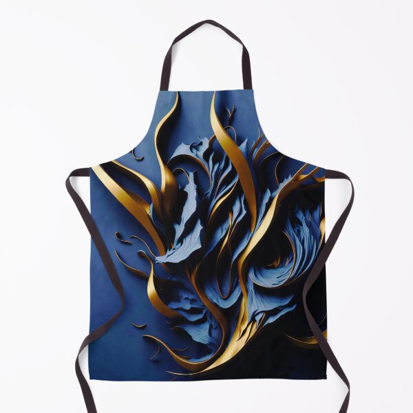 Item preview, Abstract Blue and Gold Flow - Luxury 3D Organic Shapes Wall Art designed and sold by Peter Kraaibeek | Generative Designs and Car Art.