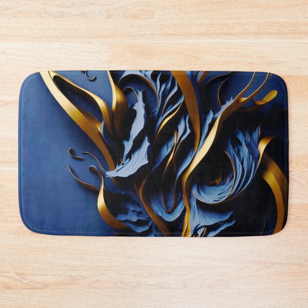 Item preview, Abstract Blue and Gold Flow - Luxury 3D Organic Shapes Wall Art designed and sold by Peter Kraaibeek | Generative Designs and Car Art.