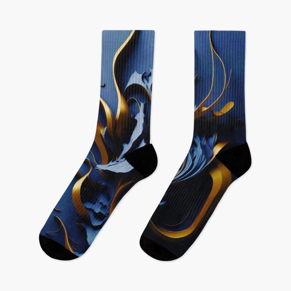 Item preview, Abstract Blue and Gold Flow - Luxury 3D Organic Shapes Wall Art designed and sold by Peter Kraaibeek | Generative Designs and Car Art.
