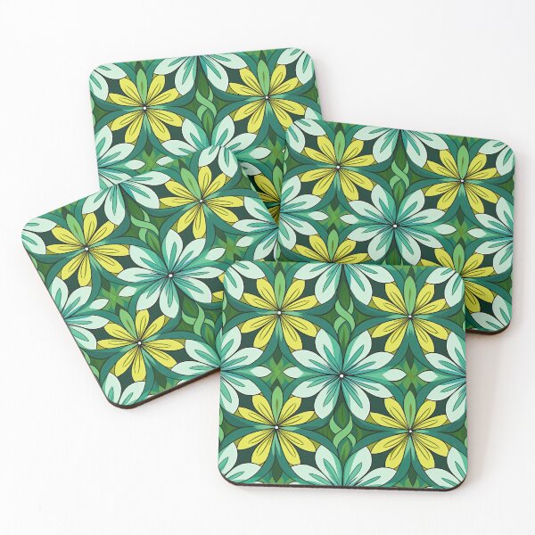 Item preview, Mid Century Modern Floral Pattern – Green Botanical Geometric Design designed and sold by CraftedHome.