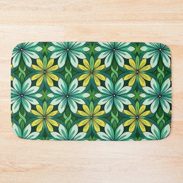 Item preview, Mid Century Modern Floral Pattern – Green Botanical Geometric Design designed and sold by CraftedHome.