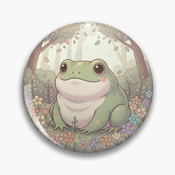 Item preview, Cute Frog in Flower Garden – Cottagecore Aesthetic Pastel Animal Illustration designed and sold by LavinyArt.