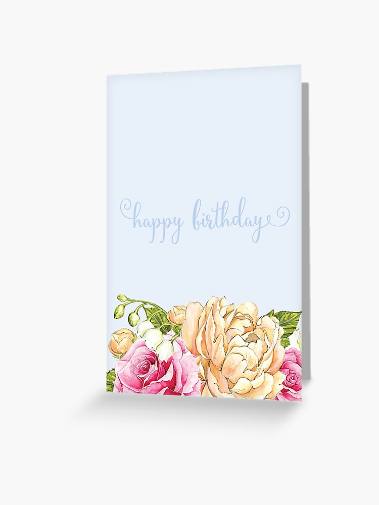 Carte De Vœux Bouquet D Anniversaire Pivoines Roses Et Muguet Par 0hmc Redbubble