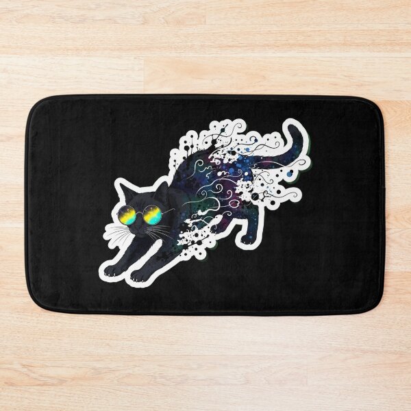Item preview, Psychedelic Black Cat Full Body Watercolor Sticker Art designed and sold by Cosmic Catnip Art.