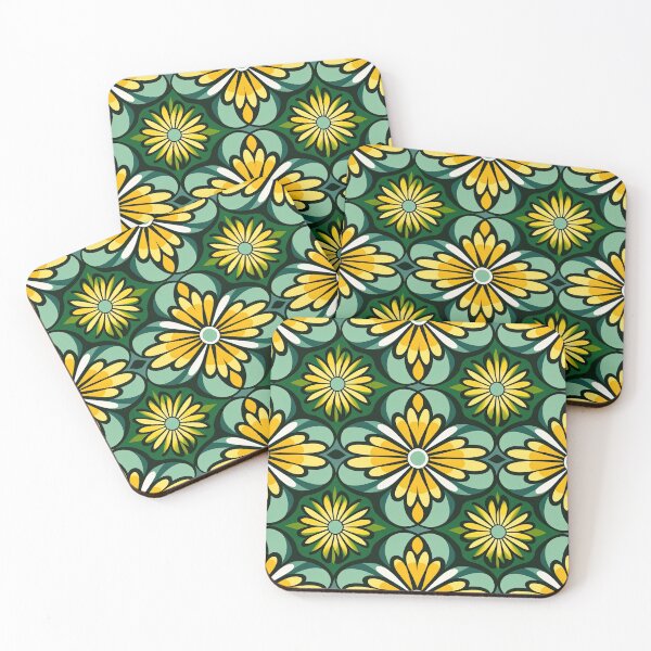 Item preview, Retro Floral Geometric Pattern – Yellow Green Mid Century Modern Design designed and sold by CraftedHome.