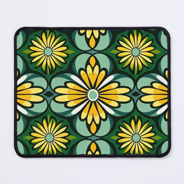 Item preview, Retro Floral Geometric Pattern – Yellow Green Mid Century Modern Design designed and sold by CraftedHome.