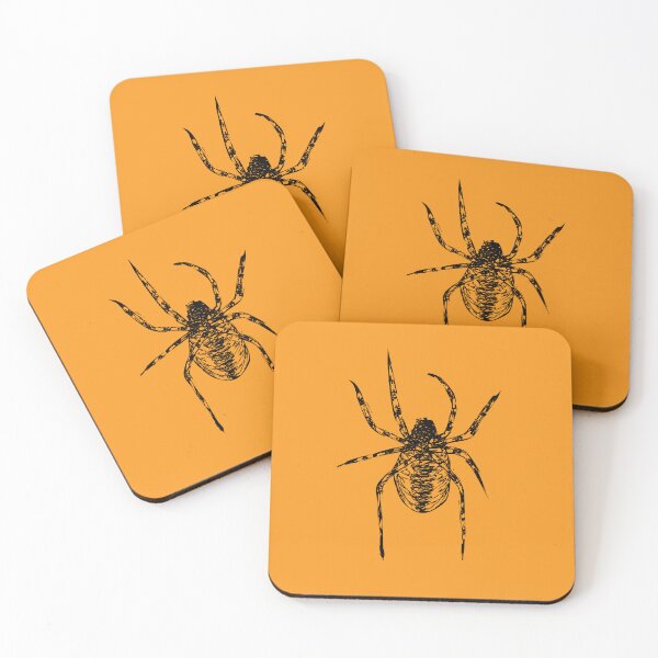 Item preview, Spider, Minimalist Handdrawn Ink Line Drawing Illustration Mustard Yellow designed and sold by SWSandraWechner.