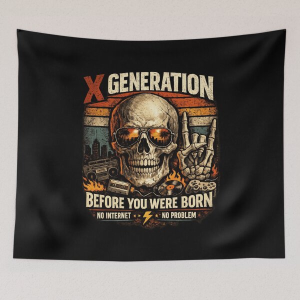 Item preview, Gen X Shirt Before You Were Born Skull Rock Hand Vintage Retro T-Shirt designed and sold by maxiprom.