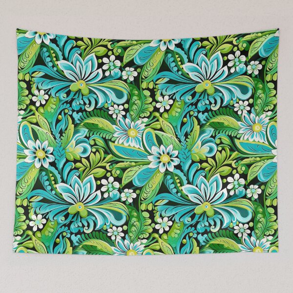 Item preview, Tropical Floral Pattern – Teal Green Botanical Boho Jungle Design designed and sold by CraftedHome.