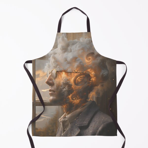 Item preview, Surreal Nebula Cloud Head Portrait with Fiery Orange Swirls & Golden Sparks designed and sold by EK-World.