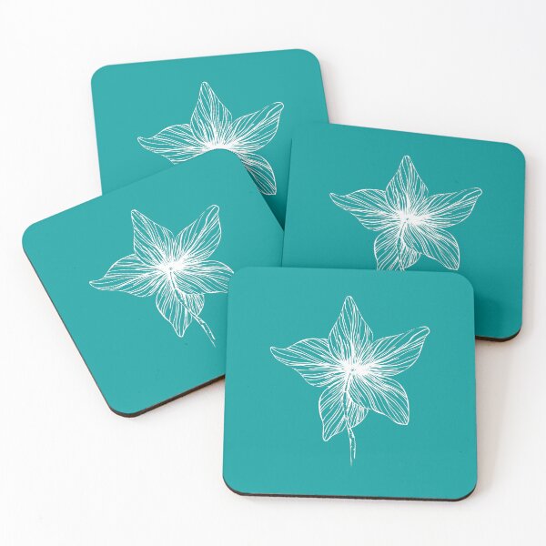 Item preview, Floral Line Drawing Minimalist aesthetic Natural Design Turquiose designed and sold by SWSandraWechner.