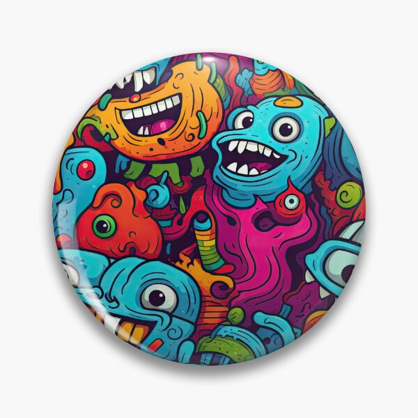 Item preview, Colorful Monster Doodle Pattern – Funny Cartoon Creatures Graffiti Style designed and sold by CraftedHome.