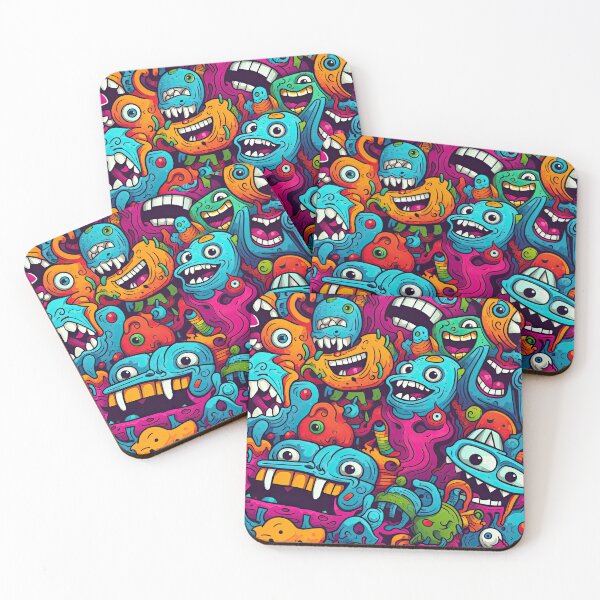 Item preview, Colorful Monster Doodle Pattern – Funny Cartoon Creatures Graffiti Style designed and sold by CraftedHome.