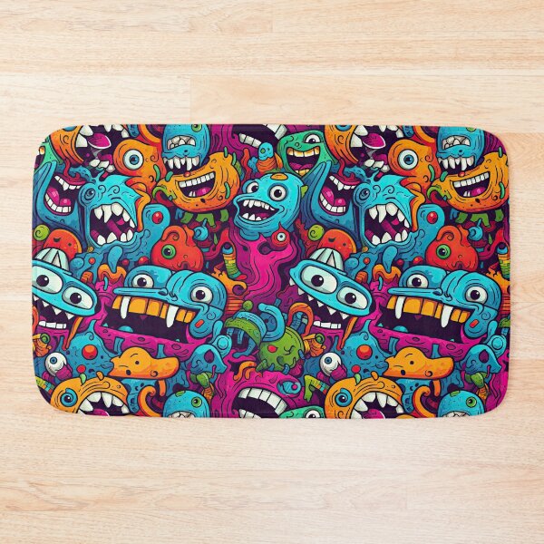 Item preview, Colorful Monster Doodle Pattern – Funny Cartoon Creatures Graffiti Style designed and sold by CraftedHome.