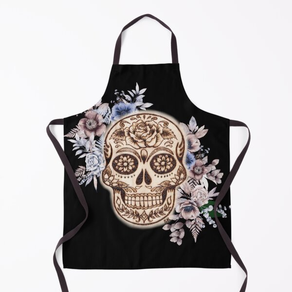 Item preview, Sugar Skull Woodburn Silver Plum Blue designed and sold by MoodyMuseArt.