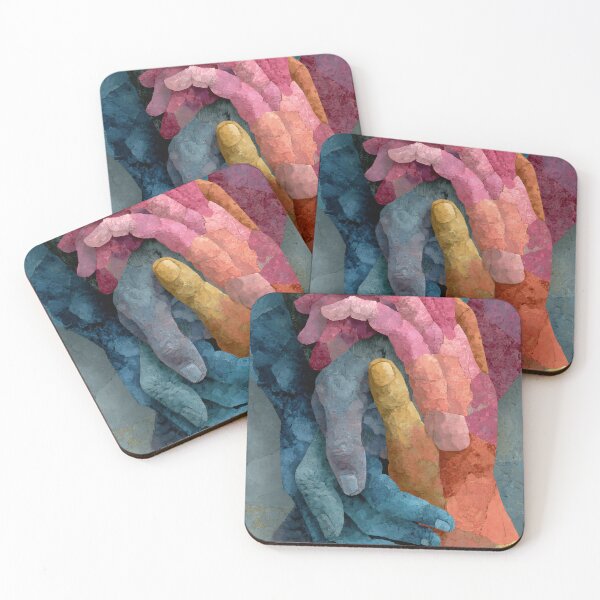 Item preview, Vibrant Mosaic Intertwined Hands in Cracked Texture Abstract Art designed and sold by EK-World.
