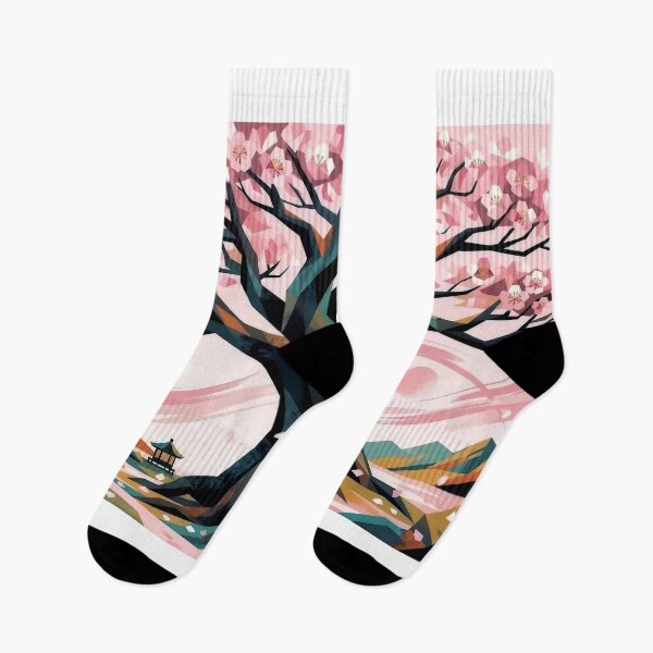 Item preview, Cherry Blossom Tree of Life Japanese Sakura Zen Landscape Geometric Art designed and sold by Meteor Destroyer.