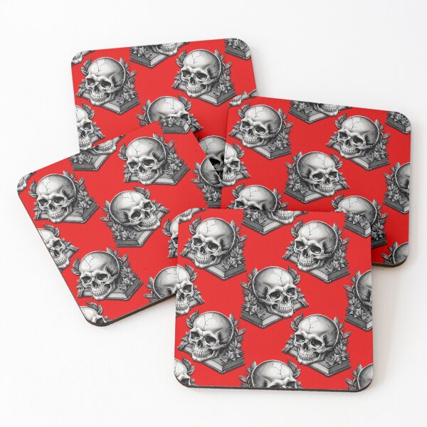 Item preview, Skulls on Books Pattern Design - Red  designed and sold by PatternTitan.