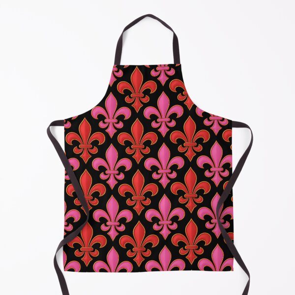 Item preview, Red Pink Fleur-de-lis Design On Black Background designed and sold by PatternTitan.
