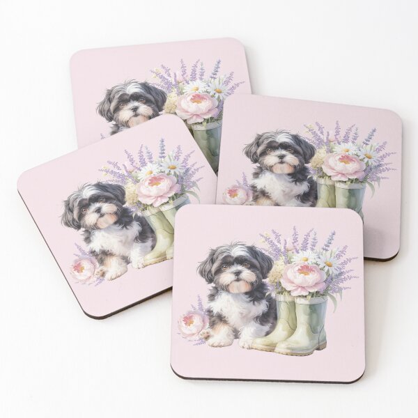 Item preview, Cute Havanese Puppy Rain Boots Peony Lavender Floral Garden Dog Mom Shihtzu designed and sold by tamdevo1.