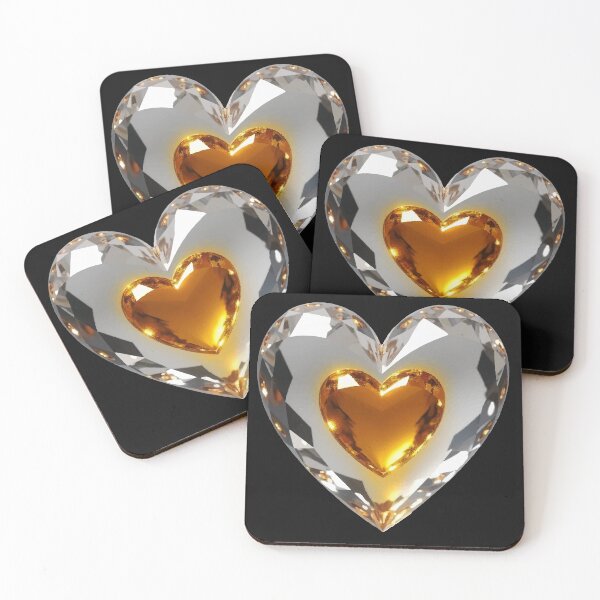 Item preview, The Radiant Core – Stylized Crystal Gem Heart with Molten Liquid Gold designed and sold by GreenDreamArt.