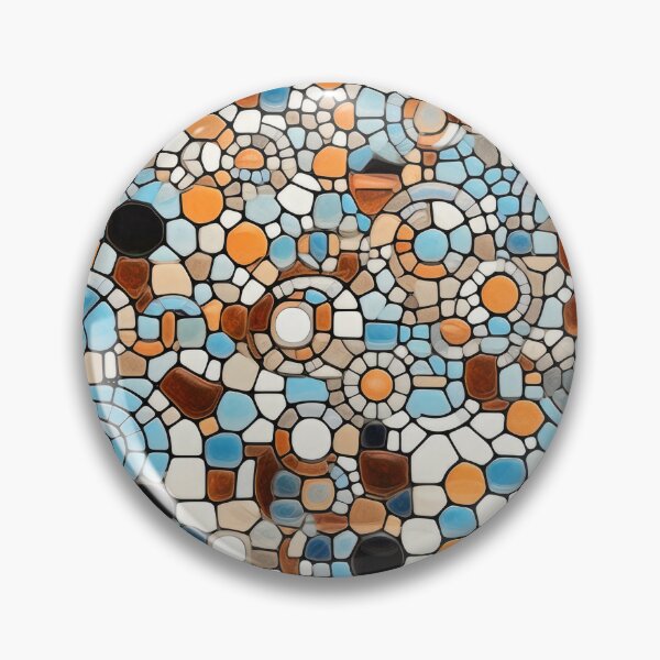 Artikelvorschau, Mediterranes Mosaikfliesenmuster – Abstraktes Steindesign in Blau und Orange entworfen und verkauft von CraftedHome.