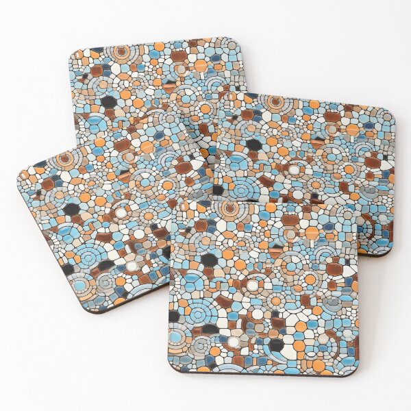 Item preview, Mediterranean Mosaic Tile Pattern – Blue Orange Abstract Stone Design designed and sold by CraftedHome.