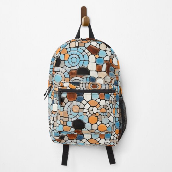 Item preview, Mediterranean Mosaic Tile Pattern – Blue Orange Abstract Stone Design designed and sold by CraftedHome.