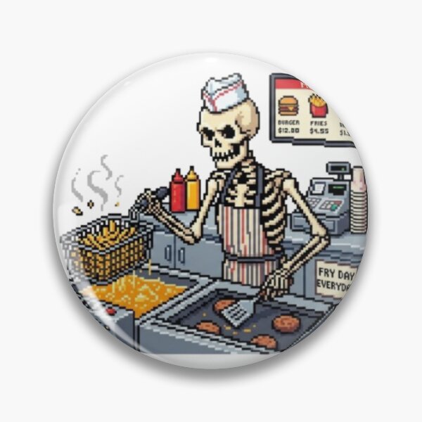 Item preview, "Fry Day Everyday" - Funny Fast Food Skeleton Chef T-Shirt designed and sold by NoriudaR.