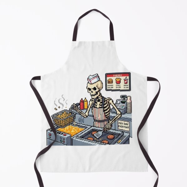 Item preview, "Fry Day Everyday" - Funny Fast Food Skeleton Chef T-Shirt designed and sold by NoriudaR.