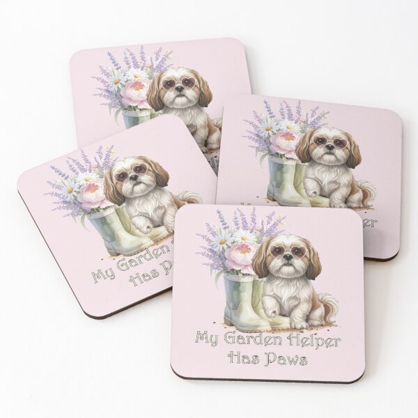 Item preview, My Garden Helper Has Paws Shih Tzu Rain Boots Floral Garden Dog Mom designed and sold by tamdevo1.